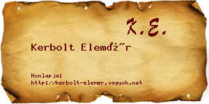 Kerbolt Elemér névjegykártya